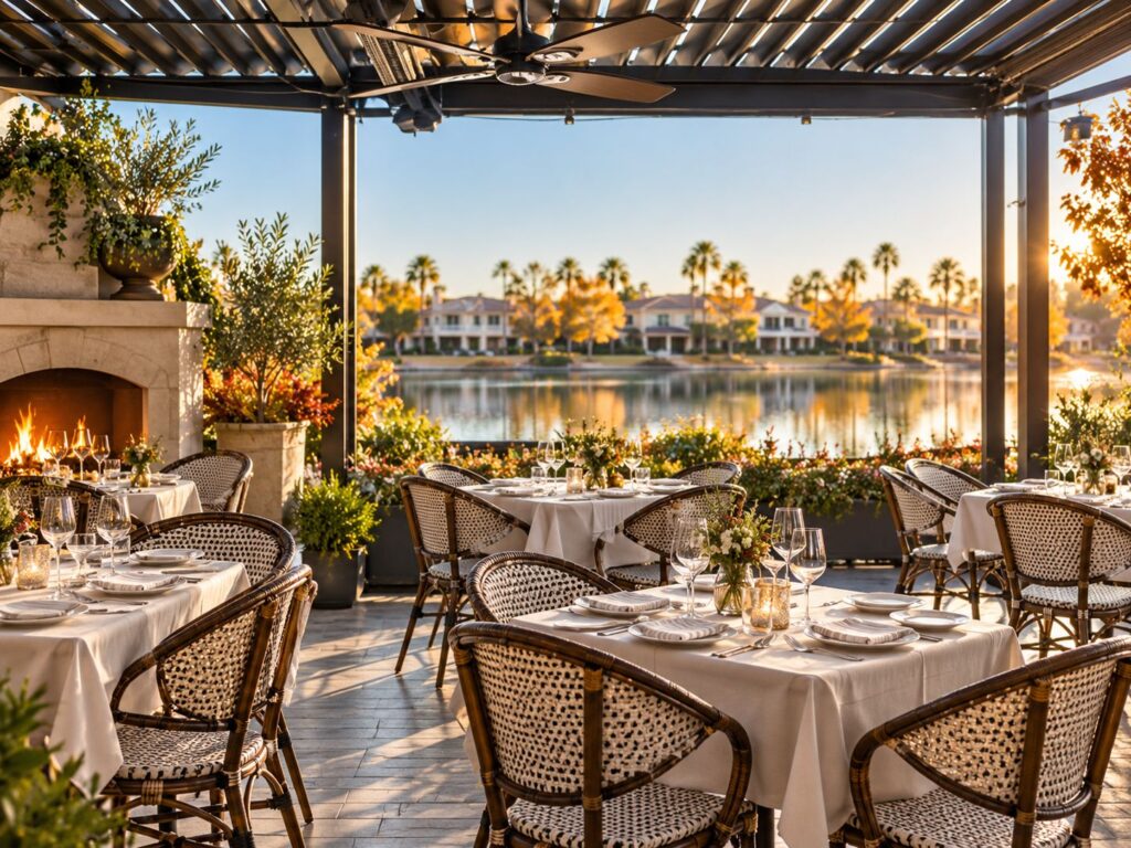 Desert Shores dining on the Lake at Marche Baccus