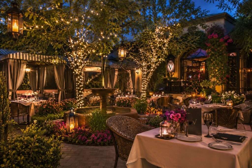 Outdoor patio dining at Vintner Grill in Las Vegas
